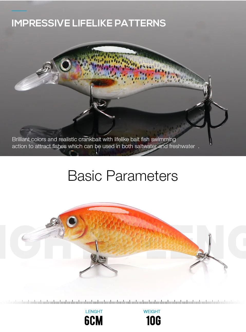 Leurre Rigide Wobbler TREHOOK | Crankbait Bar & Truite — 60mm/70mm