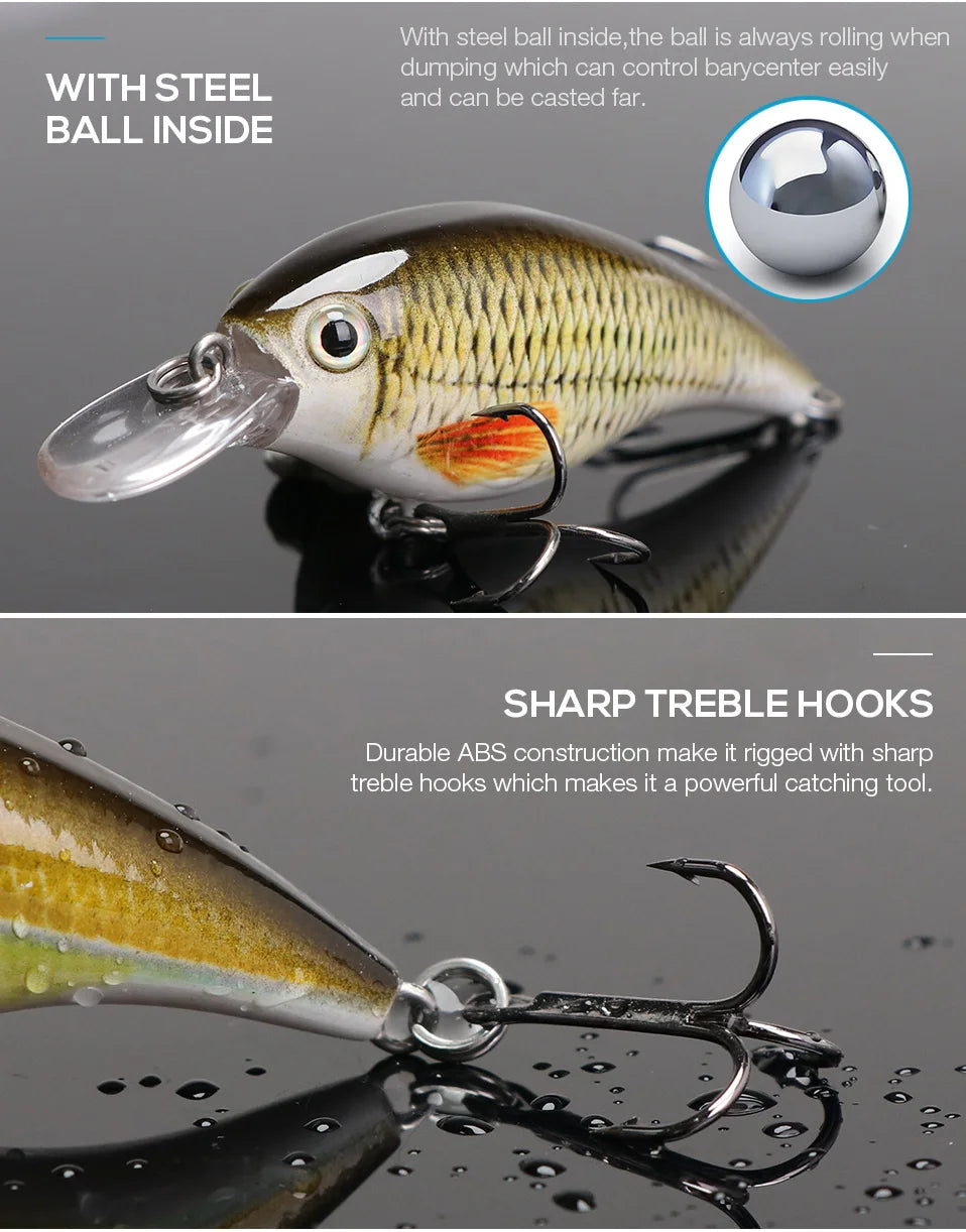 Leurre Rigide Wobbler TREHOOK | Crankbait Bar & Truite — 60mm/70mm