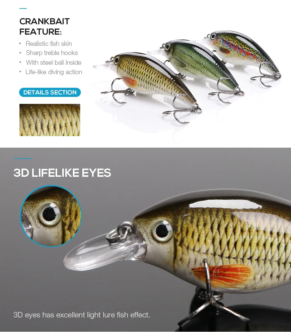 Leurre Rigide Wobbler TREHOOK | Crankbait Bar & Truite — 60mm/70mm